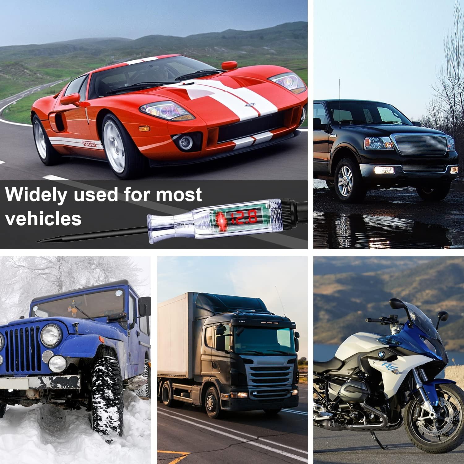 Test Light Automotive, Automotive Circuit Tester, DC 6V-24V Digital LED Test Light with Portable, Auto Bidirectional Voltage Tester Electric Test Pen with Voltmeter and Probe - Image 8